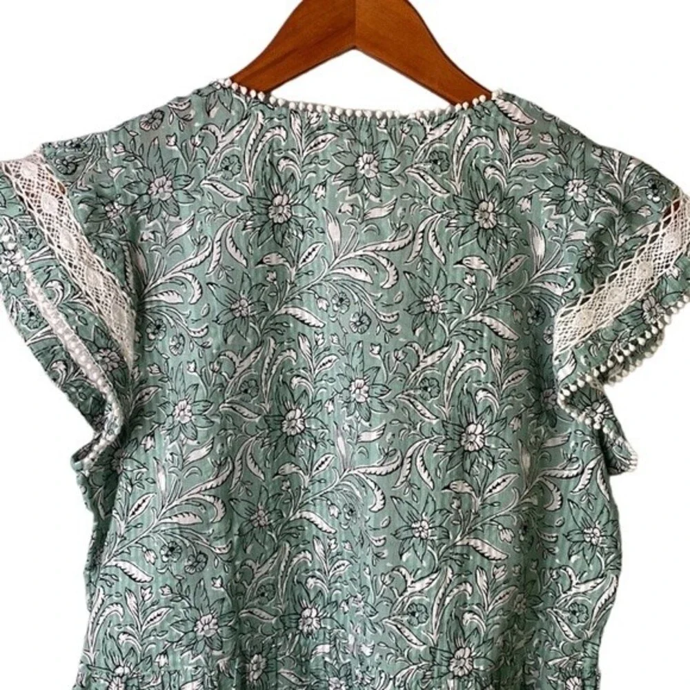 Loft Spring Bloom Lacy Ruffle Peplum Top Floral Flutter Cap Sleeve V-Neck - Picture 8 of 15